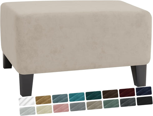 MAXIJIN Velvet Ottoman Slipcover Small Stretch Square Rectangle Footstool Slipcover Folding Storage