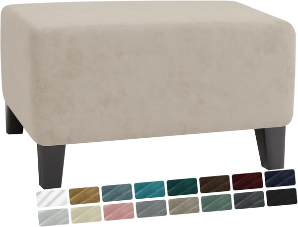 MAXIJIN Velvet Ottoman Slipcover Small Stretch Square Rectangle Footstool Slipcover Folding Storage