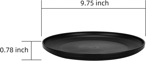 Set of 8 Black Plastic Dinner Plates, 9.75-inch, Microwave/Dishwasher Safe, BPA Free