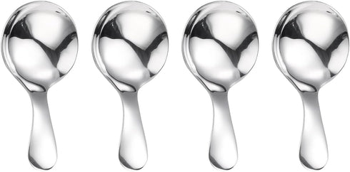 Short Handle Spoons, 4 Pcs Stainless Steel Mini Scoops for Canisters, Salt Sugar Condiments, Coffee Tea Dessert