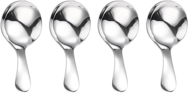 Short Handle Spoons, 4 Pcs Stainless Steel Mini Scoops for Canisters, Salt Sugar Condiments, Coffee Tea Dessert
