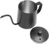 Pour Over Coffee Kettle - Stainless Steel Gooseneck Spout Coffee Tea Pot, 350ML Black with Lid