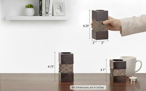 Set 3 Set Creative Scents Dublin Brown of Small Tealight Candle Holders Table Decor Gift - Centerpieces