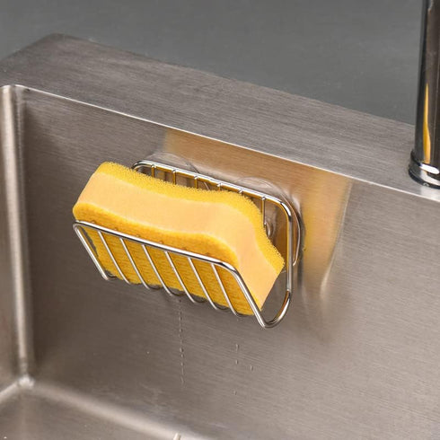 Stainless Steel Sponge Holder for Kitchen Sink - Silver