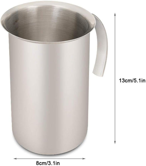 Fdit 400ml Stainless Steel Bubbler Milk Frother, Handheld Foam Maker for Lattes, Whisk Drink Mixer for Coffee