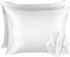 Satin Pillowcase with Zipper for Hair and Skin Care, Soft and Cool Like Silk, White, 2 Pack
