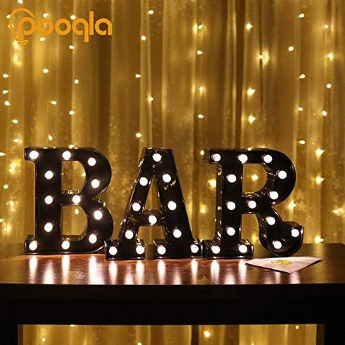 LED Illuminated Marquee Signs - Black Alphabet Letters Lights for Home Bar Decoration, Wedding, Birthday Party