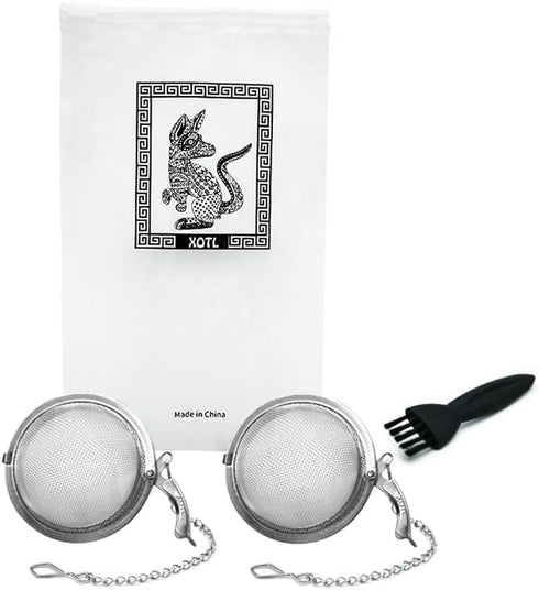 3 Inch Stainless Steel Tea Ball Infuser, Silver, Loose Leaf Tea Steeper and Spice Infuser, 2 PCS