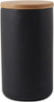 YYW Ceramic Food Storage Jar Canister with Airtight Wooden Lid, Modern Design for Tea, Coffee, Sugar, Spice (Black