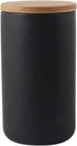YYW Ceramic Food Storage Jar Canister with Airtight Wooden Lid, Modern Design for Tea, Coffee, Sugar, Spice (Black