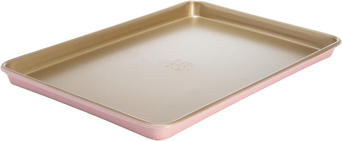 Paris Hilton Nonstick Carbon Steel Bakeware Collection, 15-Inch x 10-Inch Cookie Baking Sheet, Pink Champagne