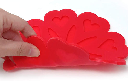 Allydrew Multi-use Durable Flexible Non-Slip Insulated Trivet Silicone Pot Holders, Set of 4, Red Hearts