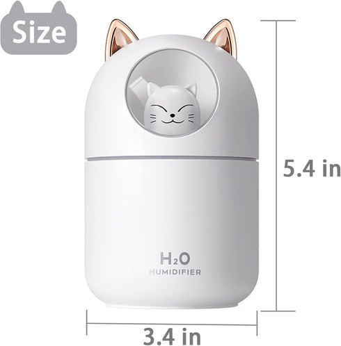 Small Cute Portable Humidifier with 12 Pcs Humidifier Sticks, 7 Color Night Light USB Air Humidifier for Bedroom Office