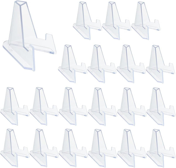 yuntop 20 Packs Mini Acrylic Easel Stands for Displaying Coins, Small Artworks, and Challenge Medals (2.12x 1.4 Inch)