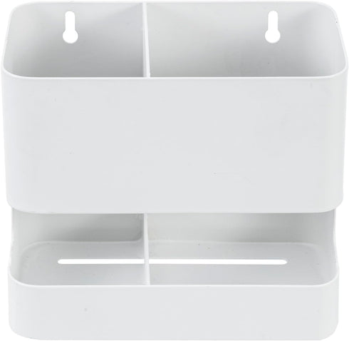 MyGift Modern Wall Mounted White Metal Hair Styling Tools Holder - 2 Slots, Salon Hot Tool Organizer Rack