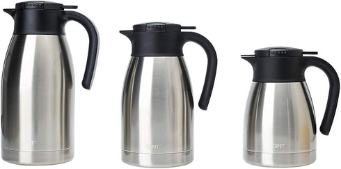 GiNT 51Oz Stainless Steel Thermal Coffee Carafe with Lid, Double Walled Vacuum Thermos, 12 Hour Heat Retention, Silver
