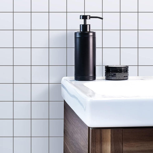 Stainless Steel Soap Dispenser for Bathroom, Matte Black Flat Design, 10oz Rust-Proof Liquid Hand Soap Dispenser