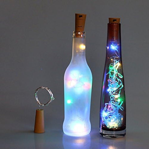 Amants01 Pack 12 20LED 39inch of Wine Bottle Lights Battery Powered, LED Cork Shaped Starry String Lights - Copper Wire