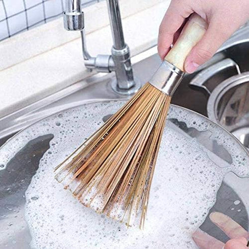 Melostu 2 Pack Cleaning Whisk Traditional Natural Bamboo Wok Brushes Dishwashing Kitchen Tools Traditional Natural