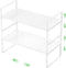 Expandable Cabinet Storage Shelf, Stackable Organizer Rack for Kitchen Bathroom Pantry, Heavy Duty White, 2 PACK