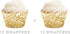 Andaz Press Glitzy Faux Gold Glitter Cupcake Wrapper Decorations, 24-Pack Gold Cupcake Holders