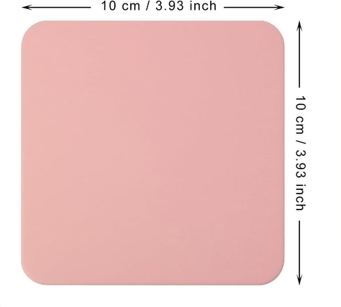 Mini Skater 3pcs 10x10x0.2CM Bar Coasters Square Silicone Coasters for Drinks Beverage Coffee Table Tea Coaster (Pink)