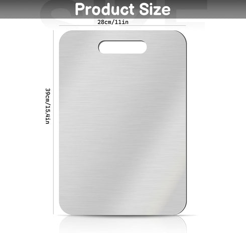 GETRIC (15.4 11 inch) Titanium Cutting Board, Stainless Steel Cutting Boards for Kitchen, Double Sided Food-Grade