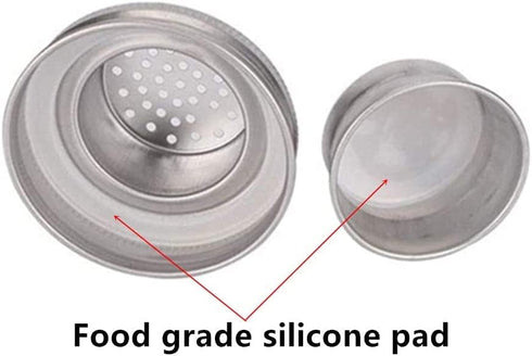 2 Pack Mason Jar Shaker Lids, 304 Stainless Steel with Silicone Seals for Spices, Flour, Sugar, Salt, Peppers