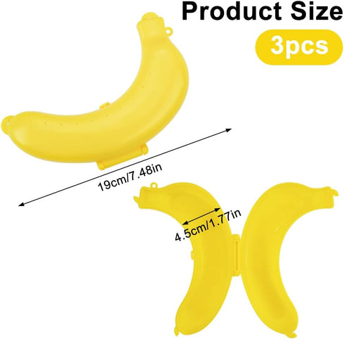 QLFJ-FurDec 3pcs Banana Holder Case, Banana Keeper BPA-Free Outdoor Travel Case, Banana Container Outdoor Travel, Fruit
