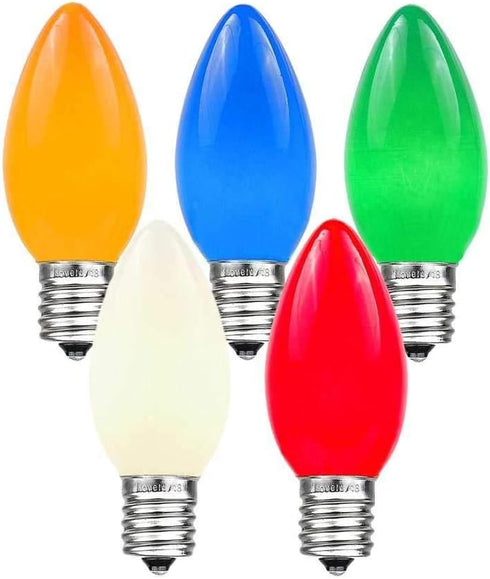 25 C9 Set Bulbs Foot Multi Ceramic Christmas String Light - Opaque - Roofline Light String - Green Wire