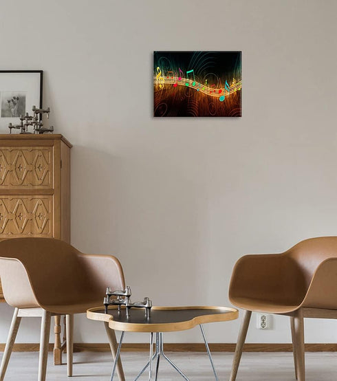 Music Wall Art for Bedroom, PIY Modern Musical Note Canvas Prints with Frame, Beautiful Notes on Staff Decor