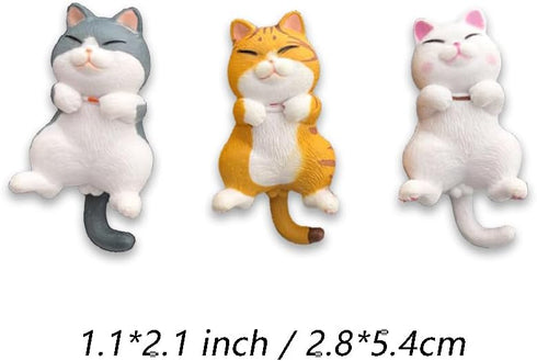 3 Pcs Fun Cat Fridge Magnets, Kroysea Cute Decorative Strong Magnets for Whiteboard, Kitchen, Office