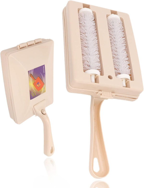 Handheld Carpet Sweeper, Double Roller Short Handle Dust Cleansing Brush for Manual Sweeping of Carpet, Sofa, Desktop