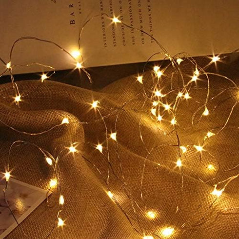 Kangheshun Light,2 Pack Decoration(5m/16ft Timer Led String Mini Battery Powered Silver Wire Starry Fairy