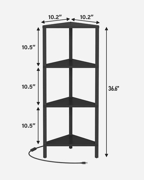 4-Tier BS05BB004L TUTOTAK Corner Shelf, Corner Bookshelf for Small Space, Narrow Display Corner Shelf Stand