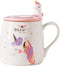 BigNoseDeer Unicorn Mug, Cute Ceramic Coffee Mug with Lovely Unicorn Spoon, 380ML Morning Cup Gift for Girls Magic