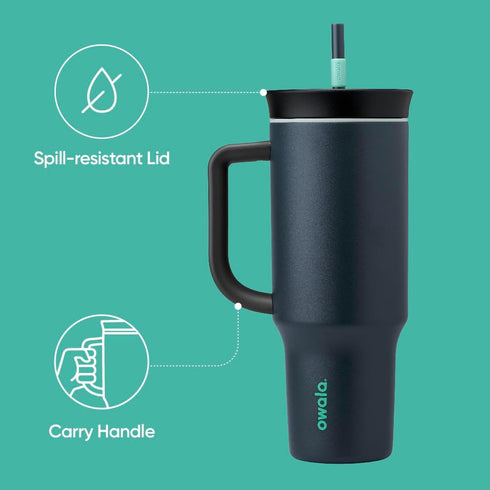 Owala Stainless Steel Triple Layer Insulated Travel Tumbler - 40 oz with Spill Resistant Lid, Straw & Carry Handle