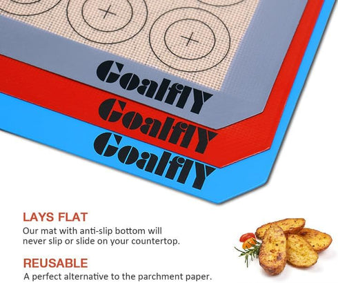 Small Macaron Silicone Baking Mat, 3 Pack Quarter Sheet Baking Mats (11.8 x 7.8 IN) for Macarons, Cookies, Pastry, Pizza