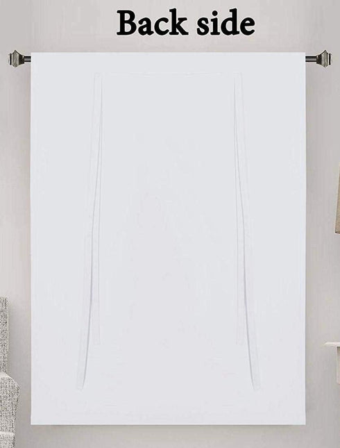 Tiny Break 100% Cotton Tie Up Shade - Moderate Room Darkening Rod Pocket Window Drapes, 42" Wide by 63" Long, White