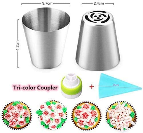 Russian Piping Tips Cake Decorating Complete Set, WOWDECOR 24pcs Baking Supplies Kit Icing Nozzles Flowers Shaped, Frosting Bags and Tips for Beginners Cookies Cakes Holiday Birthday Party Baking by Wowdecor