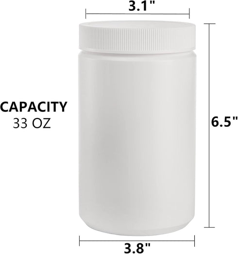 6 Pack 33 Oz 1 DEAYOU Plastic Mason Jars, Quart Ice Cream Containers with Screw Top Lid, Plastic Freezer Jar Reusable