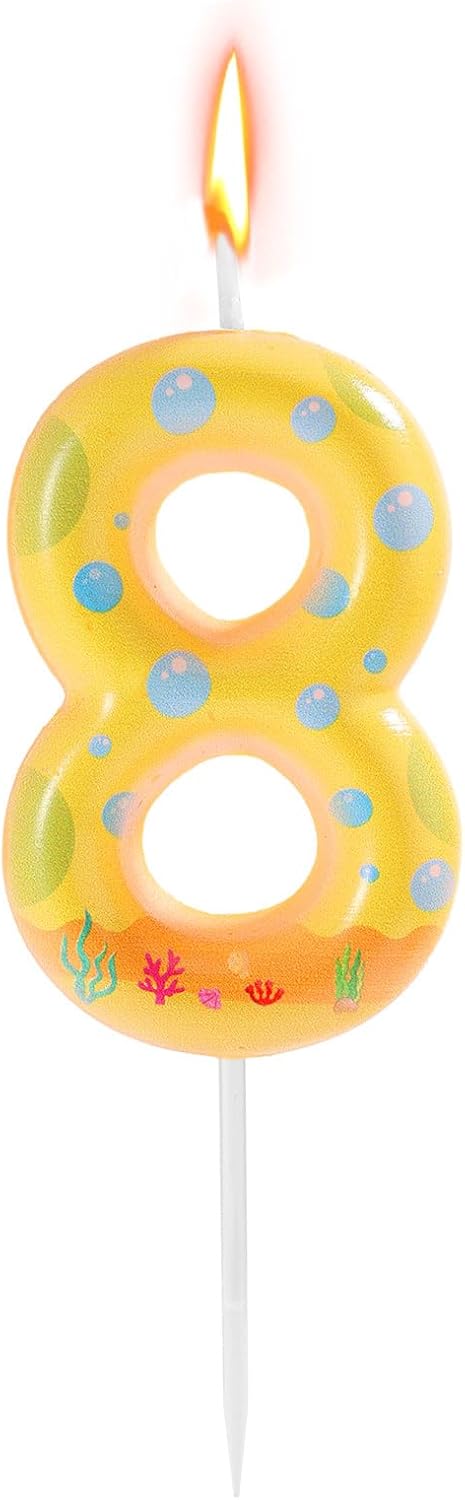 SAVITA Sponge-Themed Number Birthday Candle, Cute Yellow Dot Print Cartoon Cake Topper Number