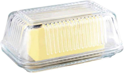 Tablecraft Ribbed Glass Butter Dish