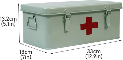 Xbopetda Set-Green First Aid Medicine Box, First Aid Kit Supplies Bin, Metal Medicine Storage Tin, First Aid Empty Box