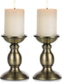 2 Pcs Bronze Iron Pillar Candle Holders, Ideal for 3" Pillar Candles, Gifts for Wedding, Home, Spa