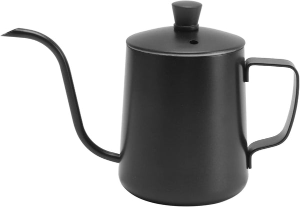 Pour Over Coffee Kettle - Stainless Steel Gooseneck Spout Coffee Tea Pot, 350ML Black with Lid