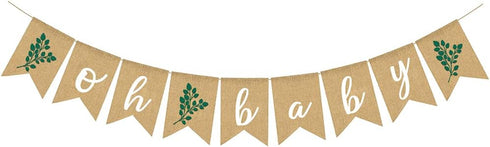 Greenery Baby Shower Banner, Eucalyptus Leaves Burlap Garlands for Gender Neutral Party Decoration