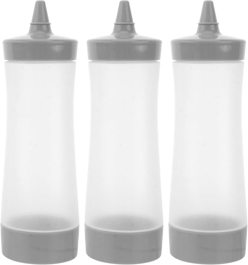 UPKOCH 3 Pack Inverted Condiment Squeeze Bottles, 12 oz Upside Down Plastic