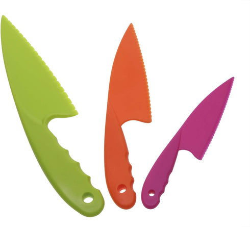 PENTA ANGEL 3 Colors Plastic Knife Set, 3 Sizes Nylon Safety Cooking Chef Knives for Fruit, Lettuce, Vegetable, Salad,