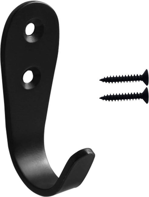 MsBong 12 Pcs Black Coat Hooks for Wall, Heavy Duty Wall Mounted Hooks for Coats, Key, Towel, Bags